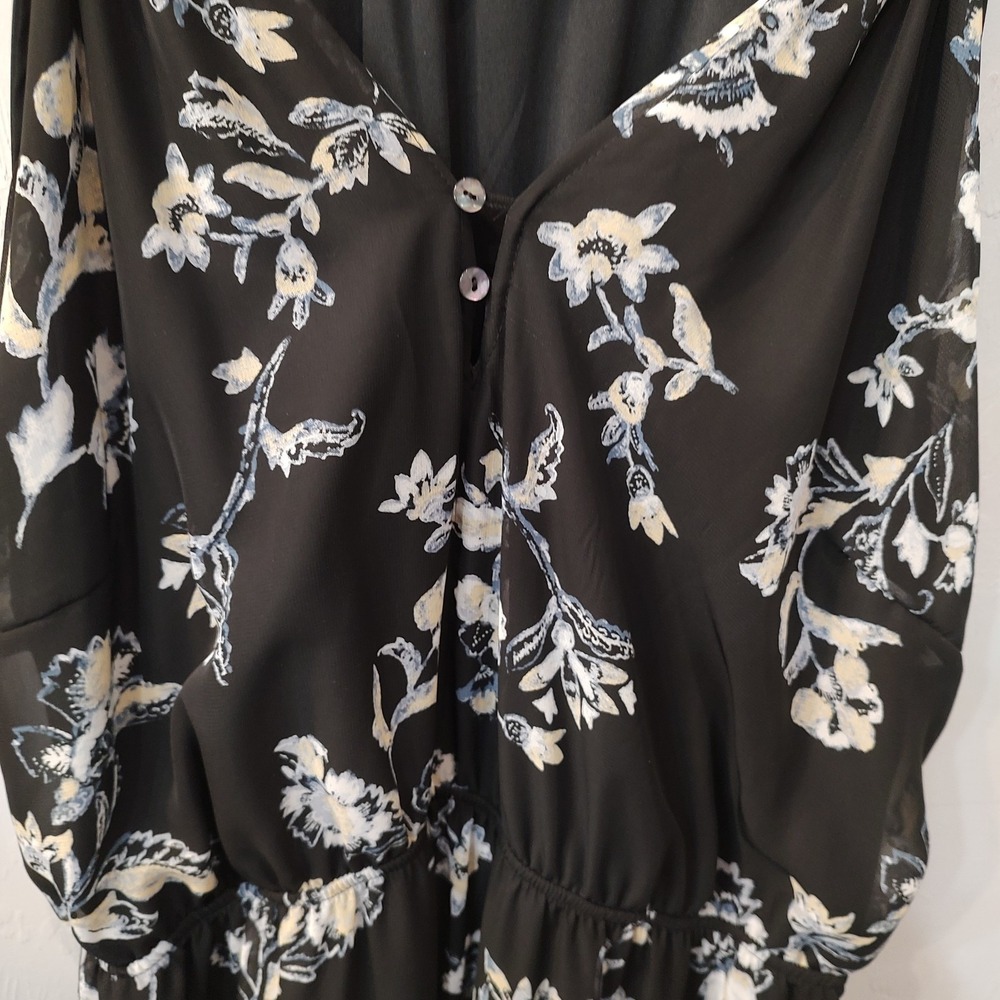 Wallflower Midi Dress Sz XXL Women Floral Print Black Blue Slip Spaghetti Straps - Picture 4 of 9